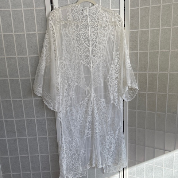 I.n.c. International Concepts Medallion Lace Kimono Cover up Womens Bright White - Picture 6 of 6